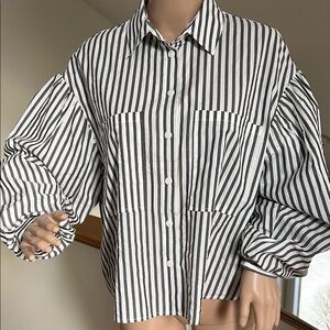 Black and White Striped Men's Shirt